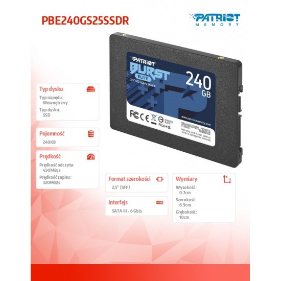 SSD 240GB Burst Elite 450/320MB/s SATA III 2.5