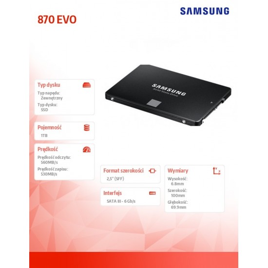 Dysk SSD 870EVO MZ-77E1T0B/EU 1TB Dysk SSD 870EVO MZ-77E1T0B/EU 1TB