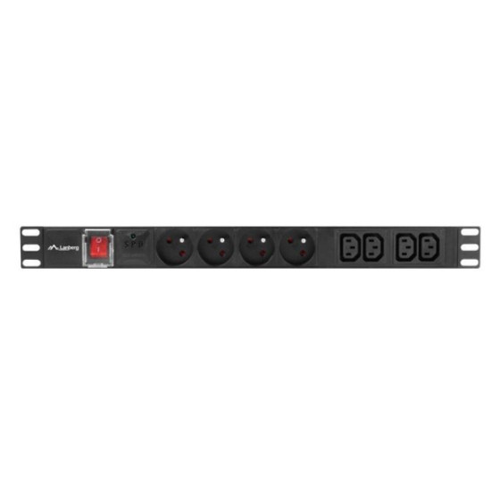 Listwa zasilająca Rack PDU 1U 4x PL + 4x IEC C13 2m 10A czarna 