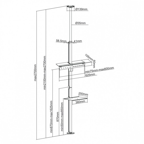 Uchwyt podłogowo-sufitowy MC-791N 