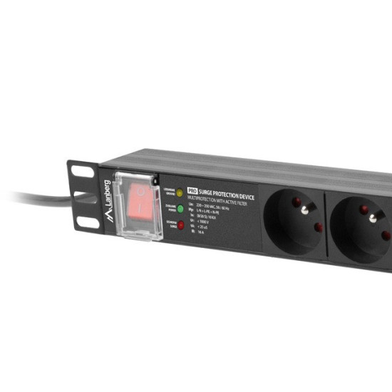 Listwa zasil.rack PDU 1U 16A 2m 7 PDU-PRO-07E-0200-BK