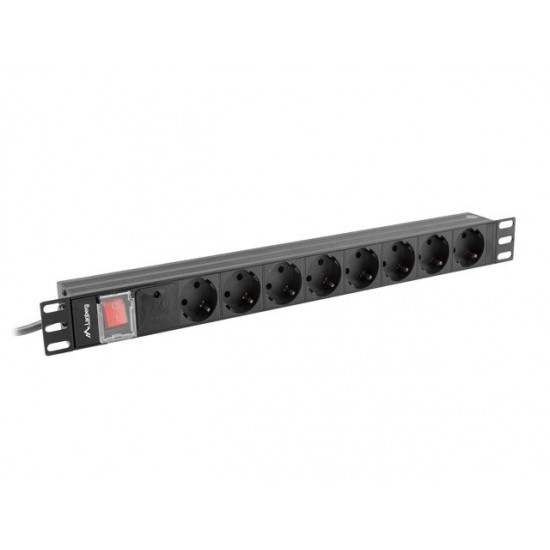 Listwa zasil.rack PDU 1U 16A 2m 8sch. PDU-08F-0200-BK