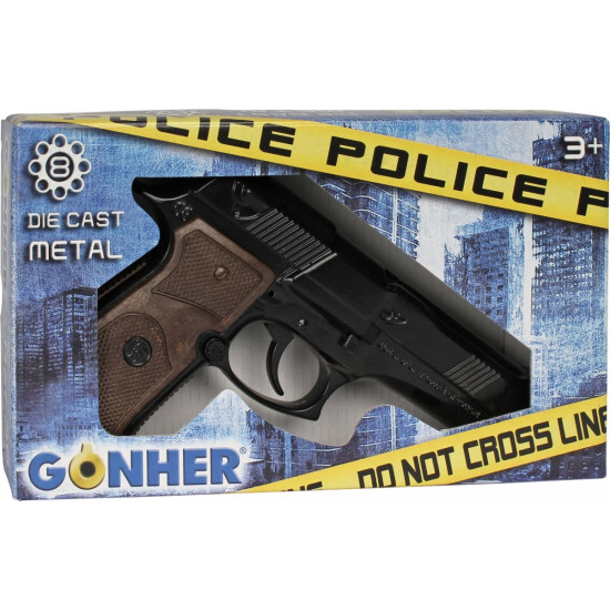 Gonher Metalowy pistolet policyjny 8 naboi