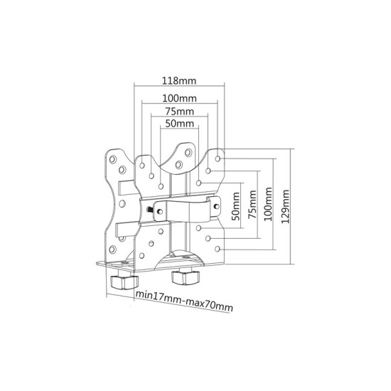 Uchwyt do montażu komputerów MiniPC za monitorem, VESA 75x75, 100x100, max. obciążenie: 5kg