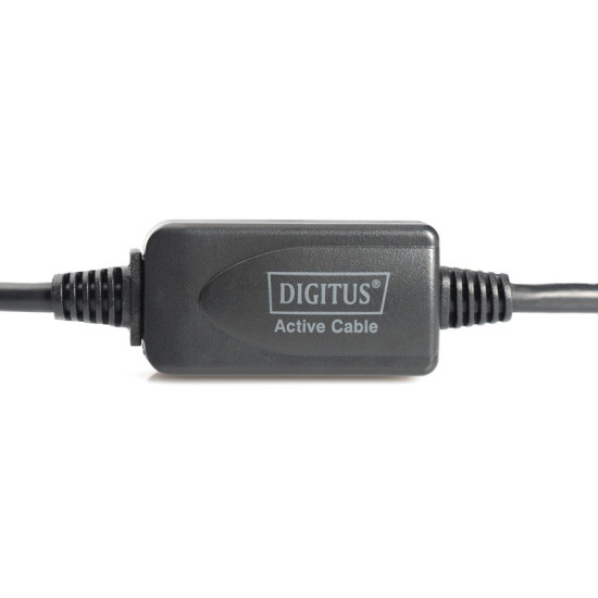 Kabel przedłużający USB 2.0 HighSpeed Typ USB A/USB A M/Ż aktywny, czarny 10m