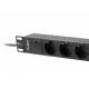Listwa zasilająca Rack PDU 10 1U 3x Schuko 2m 16A czarna 