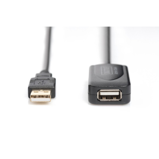 Przedłużacz/Extender USB 2.0 HighSpeed Typ USB A/USB A M/Ż aktywny, czarny 5m