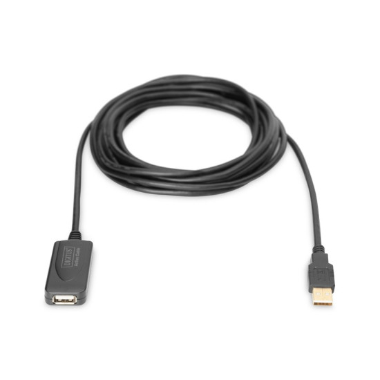 Przedłużacz/Extender USB 2.0 HighSpeed Typ USB A/USB A M/Ż aktywny, czarny 5m
