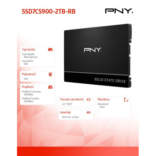 Dysk SSD 2TB 2,5 SATA3 SSD7CS900-2TB-RB
