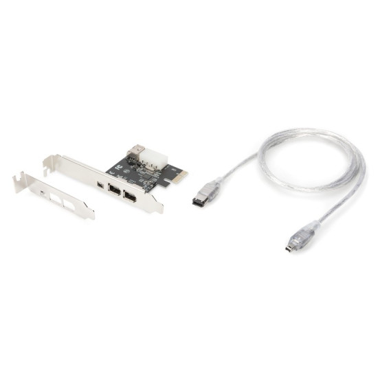 Karta/Kontroler Firewire (400) PCI Exp., 2xZew. 1xZew.(Mini) IEEE1394a 6pin+Mini,Low Profile,VT6308P