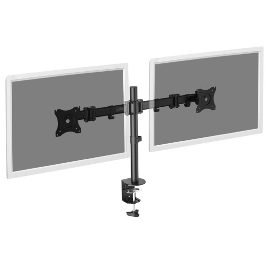 Stojak biurkowy podwójny z zaciskiem, 2xLCD, max. 27