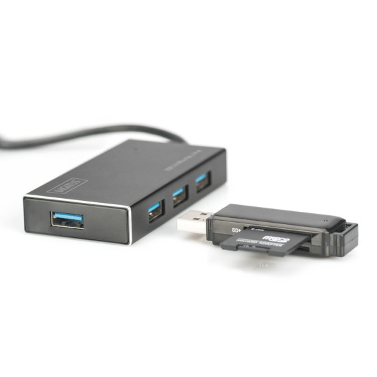 HUB/Koncentrator 4-portowy USB 3.0 SuperSpeed, aktywny, aluminium