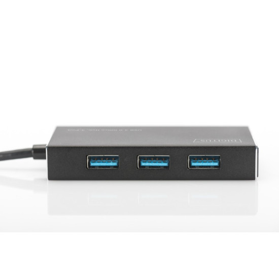 HUB/Koncentrator 4-portowy USB 3.0 SuperSpeed, aktywny, aluminium
