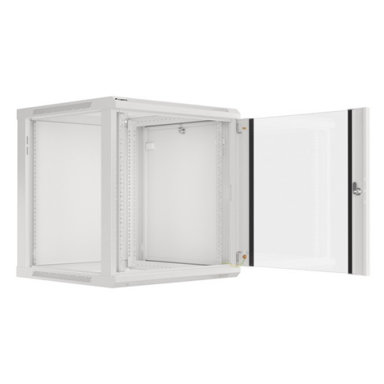 Szafa instalacyjna wisząca 19' 12U 600X600mm szara (drzwi       szklane)