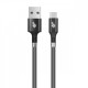 Kabel USB C - USB zwijany z magnetycznymi spinaczami szary