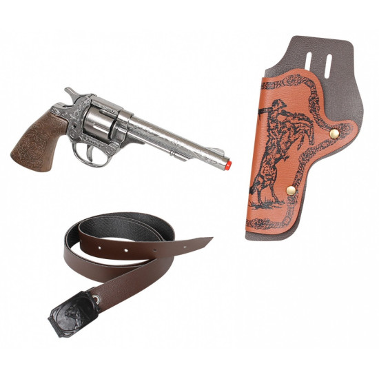 Rewolwer kowbojski metalowy z kaburą 8 naboi Gonher