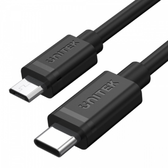 Kabel USB TYP-C DO microUSB 2.0; 1m; Y-C473BK 