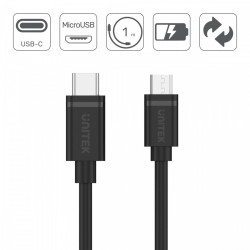 Kabel USB TYP-C DO microUSB 2.0; 1m; Y-C473BK 