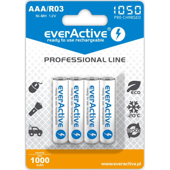 Akumulatory paluszki R03/AAA 1000 mAH blister 4 szt.