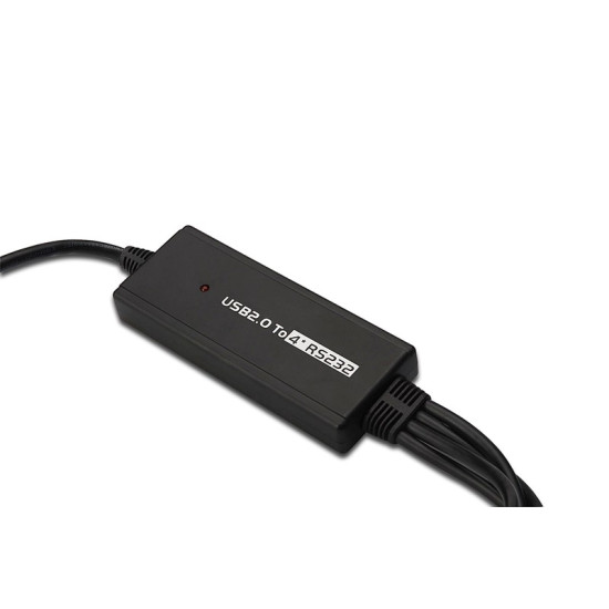 Konwerter/Adapter USB 2.0 do 4x RS232 (DB9) z kablem USB A M/Ż dł. 1,5m