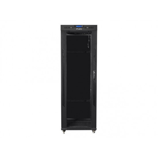 Szafa instalacyjna rack stojąca 19 37u 600x800 czarna, drzwi szklane lcd (Flat pack)