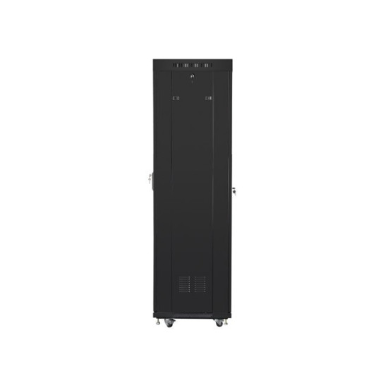 Szafa instalacyjna rack stojąca 19 42u 600x600 czarna, drzwi szklane lcd (Flat pack)