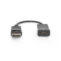 Kabel adapter DisplayPort z zatrzaskiem 1080p 60Hz FHD Typ DP/HDMI A M/Ż czarny 0,2m