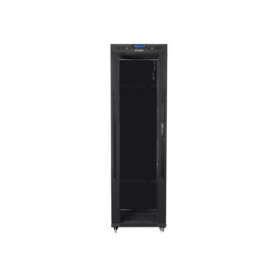 Szafa instalacyjna rack stojąca 19 42U 600x1000 czarna, drzwi szklane lcd (flat pack)