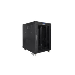 Szafa instalacyjna rack stojąca 19 15U 600x800 czarna, drzwi szklane lcd (flat pack)