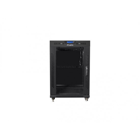 Szafa instalacyjna rack stojąca 19 15U 600x800 czarna, drzwi szklane lcd (flat pack)