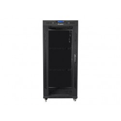 Szafa instalacyjna rack stojąca 19 27U 600x600 czarna, drzwi szklane LCD (Flat pack)