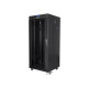 Szafa instalacyjna rack stojąca 19 27U 600x600 czarna, drzwi szklane LCD (Flat pack)