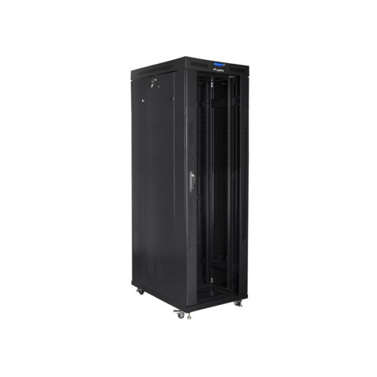 Szafa instalacyjna rack stojąca 19 42U 800x1000 czarna, drzwi szklane LCD (Flat pack)