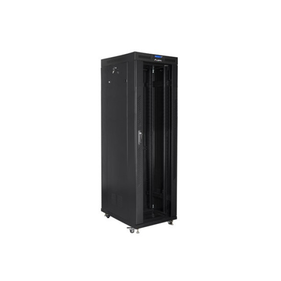 Szafa instalacyjna rack stojąca 19 42U 800x800 czarna, drzwi szklane LCD (Flat pack)