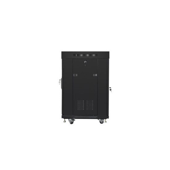 Szafa instalacyjna Rack stojąca 19 15U 600X600 czarna, drzwi sklane (flat pack)