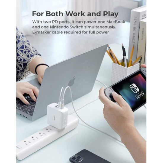 PA-B6S White Omnia Mix GaN ładowarka sieciowa 3xUSB (2xUSB C+1xUSB A) 90W