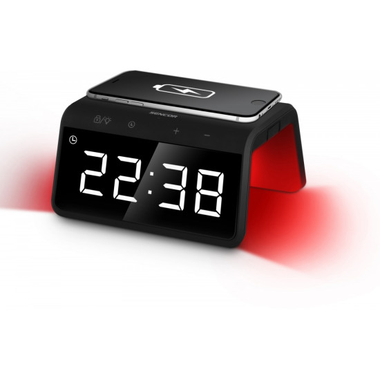 Cyfrowy zegar z budzikiem i bezprzewodową ładowarka SDC 7900QI 