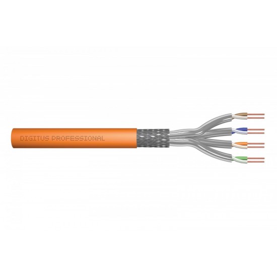 Kabel teleinformatyczny instalacyjny kat.7, S/FTP, Dca, drut, AWG 23/1, LSOH, 50m, Pomarańczowy