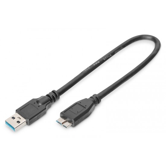 Kabel połączeniowy USB 3.1 Gen.1 SuperSpeed 5Gbps Typ USB A/microUSB B M/M czarny 0,25m