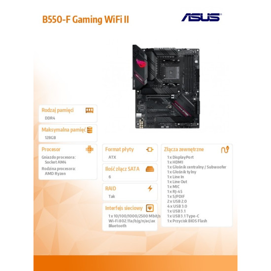 Płyta główna ROG STRIX B550-F GAMING WIFI II AM4 DDR4 HDMI/DP ATX 