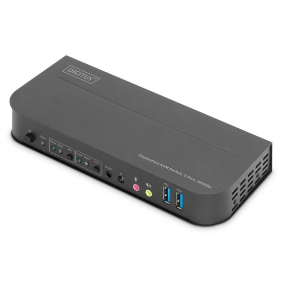 Przełącznik KVM 2 portowy DisplayPort do HDMI 2x1 4K 60Hz  2xUSB audio