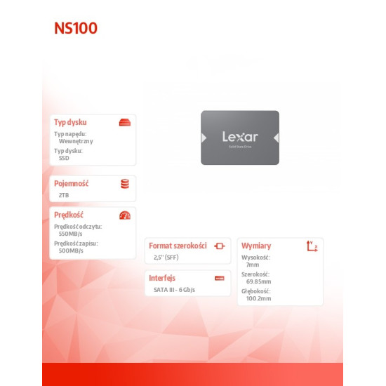 Dysk SSD NS100 2TB SATA3 2.5 550/500MB/s