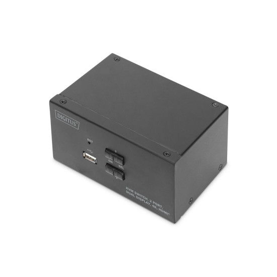 Przełącznik KVM 2 portowy HDMI, Dual Display, 4K 30Hz