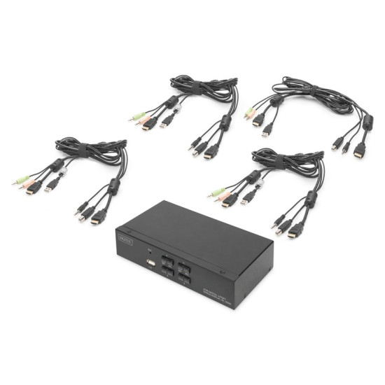 Przełącznik KVM 4 portowy HDMI, 4K 30Hz