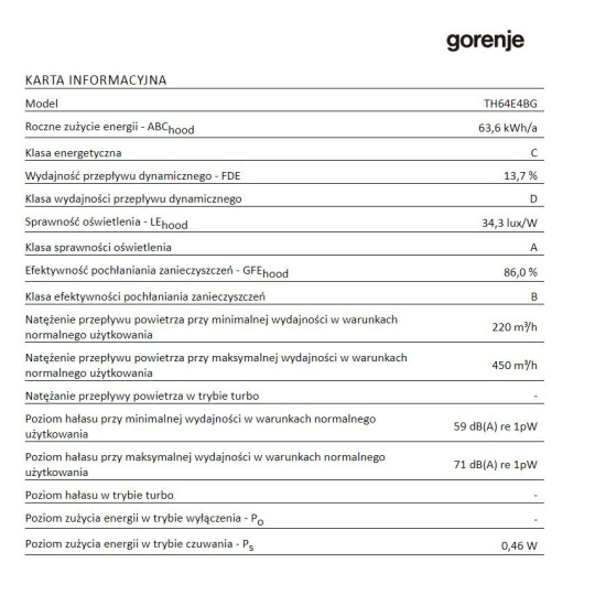 Okap teleskopowy TH64E4BG 