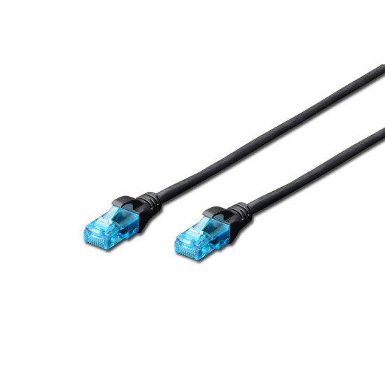 Patch cord U/UTP kat.5e PVC 0,5m Czarny 