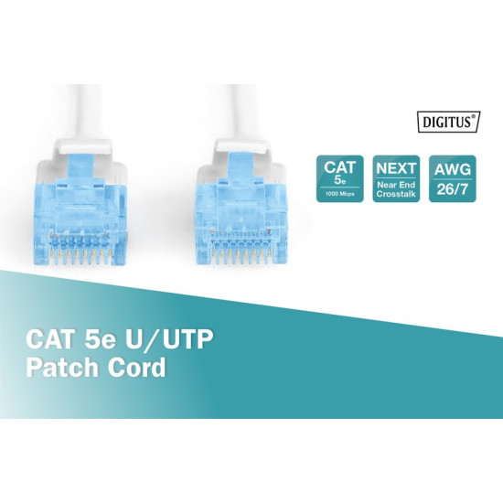 Patch cord U/UTP kat.5e PVC 0,5m Biały 