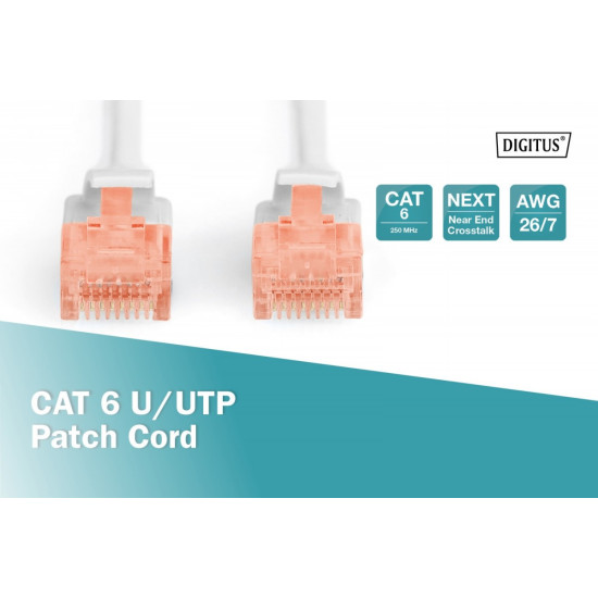 Patch cord U/UTP kat.6 PVC 0,5m szary 