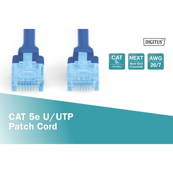 Patch cord U/UTP kat.5e PVC 3m Niebieski 