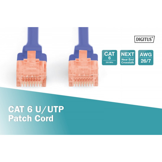 Patch cord U/UTP kat.6 PVC 2m Niebieski 